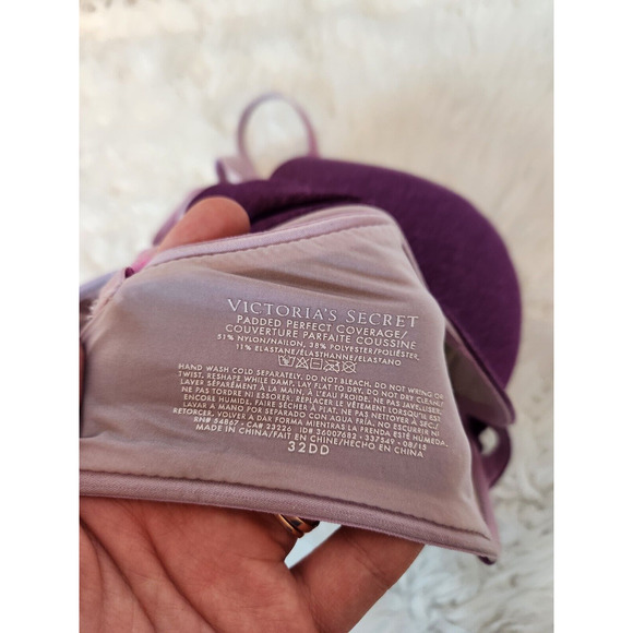 Victoria Secret Women's Purple Padded Perfect Coverage Bra‎ Size 32DD - Picture 3 of 3